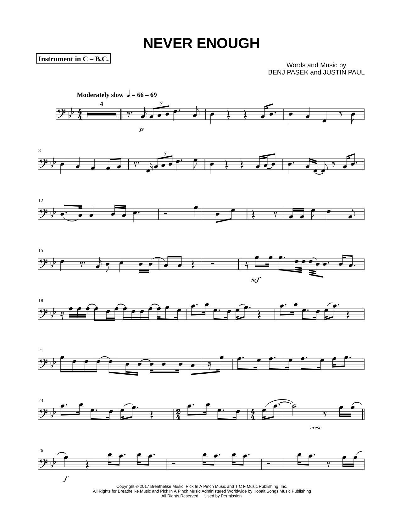 Never Enough - Bass Clef Instrument