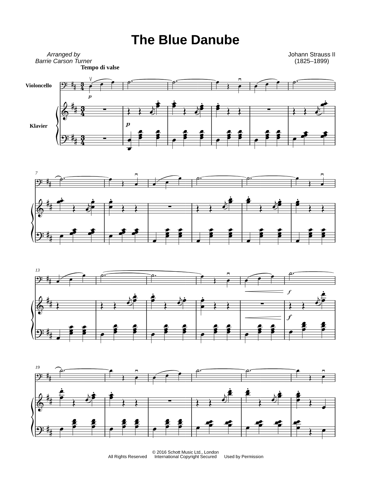 The Blue Danube, Op. 314: Waltz No. 1 [Main Theme]  - Cello & Piano