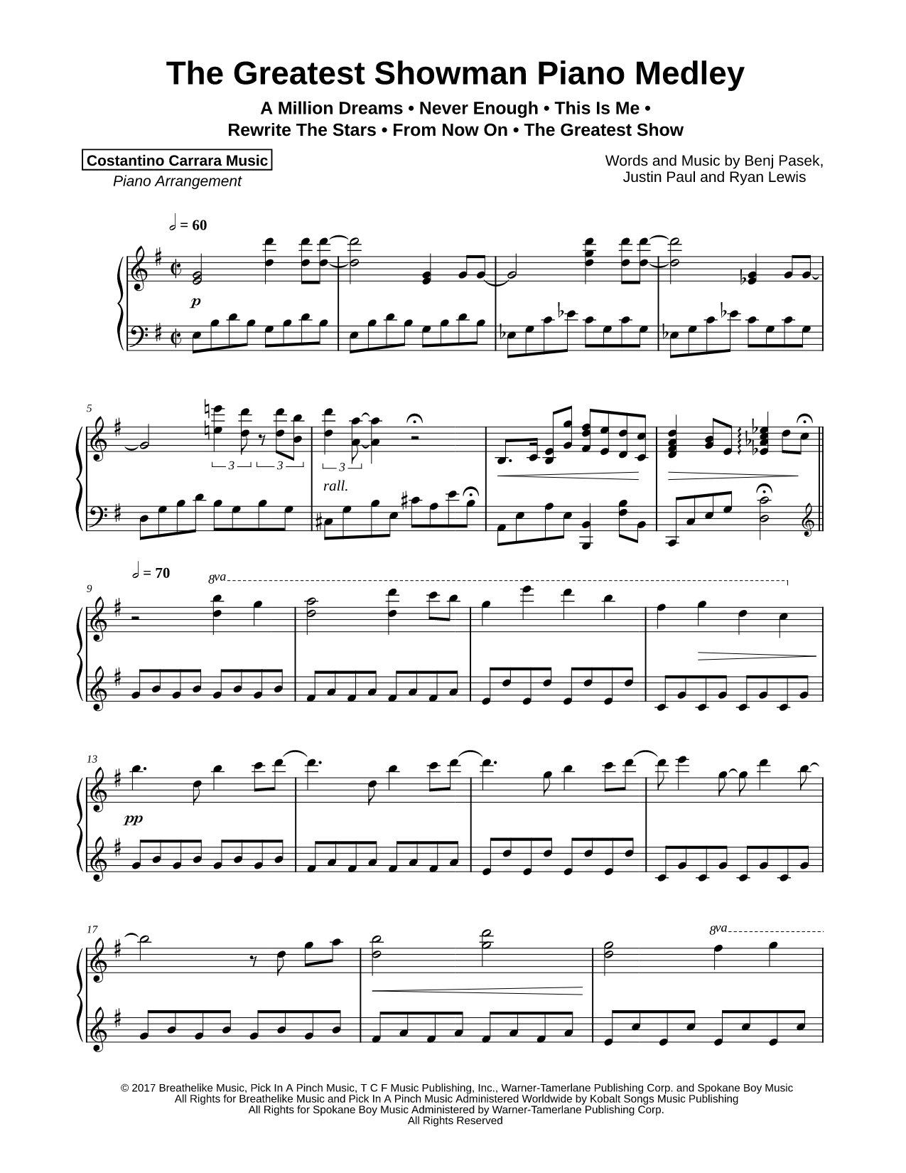 The Greatest Showman Piano Medley