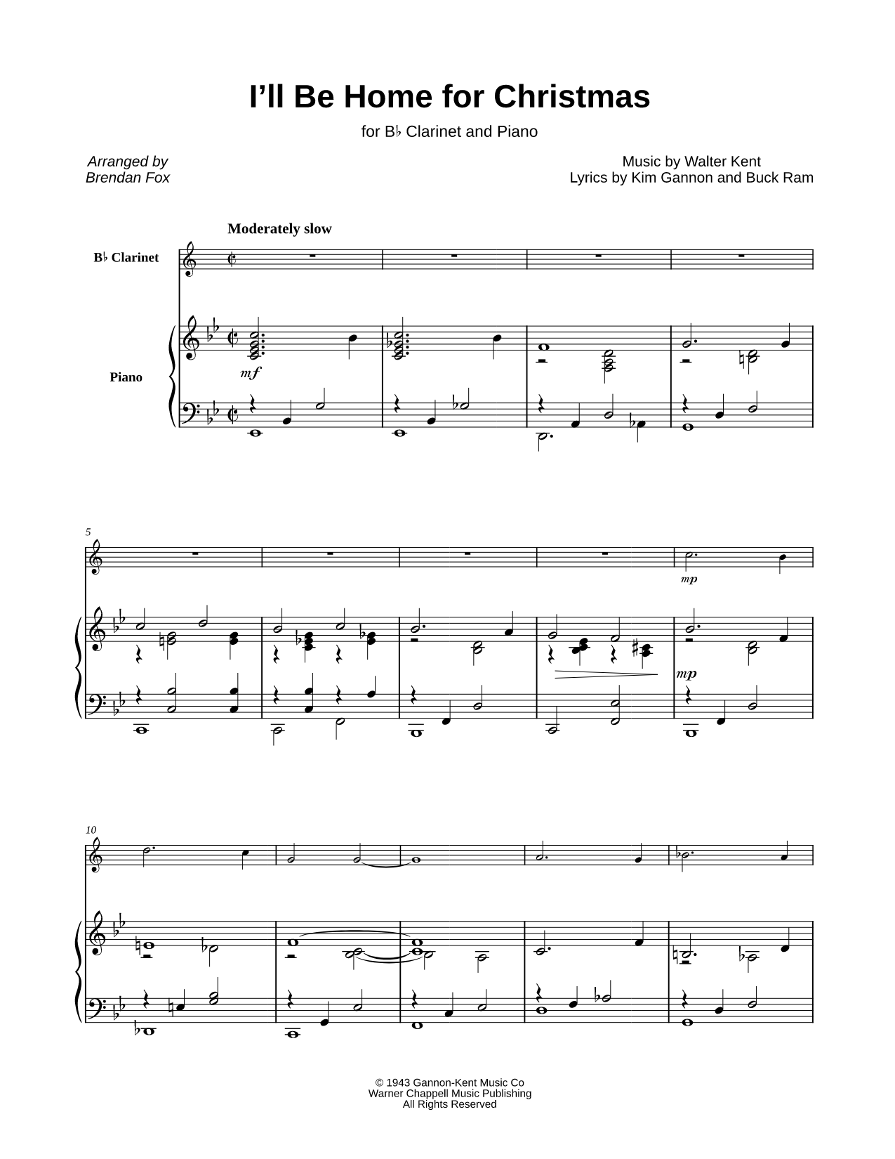 I'll Be Home for Christmas - Clarinet & Piano