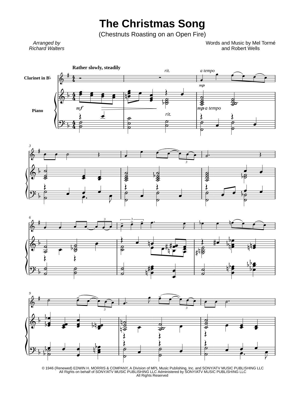 The Christmas Song (Chestnuts Roasting on an Open Fire) - Clarinet & Piano