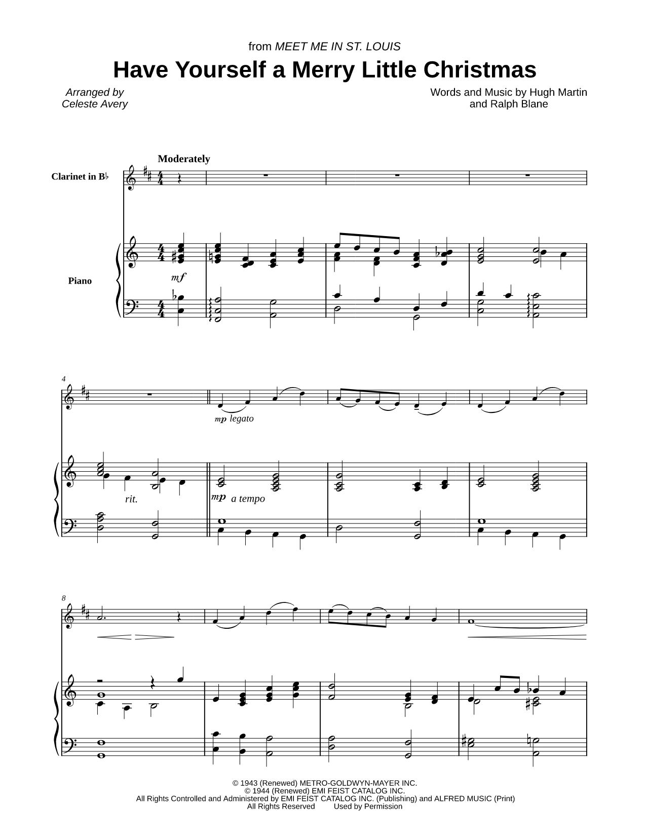 Have Yourself a Merry Little Christmas - Clarinet & Piano