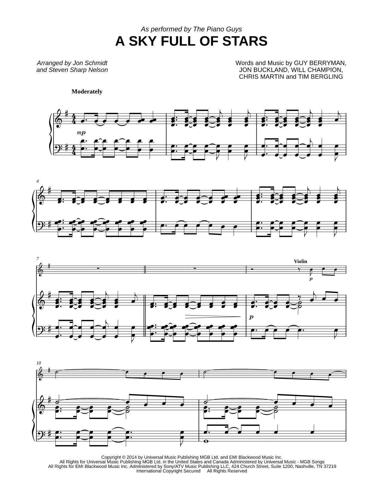 A Sky Full of Stars - Violin & Piano
