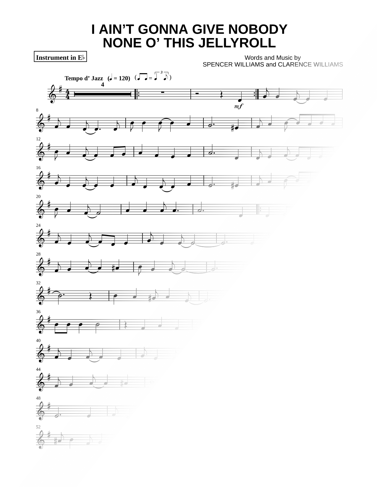 I Ain't Gonna Give Nobody None O' This Jellyroll - Eb Instrument