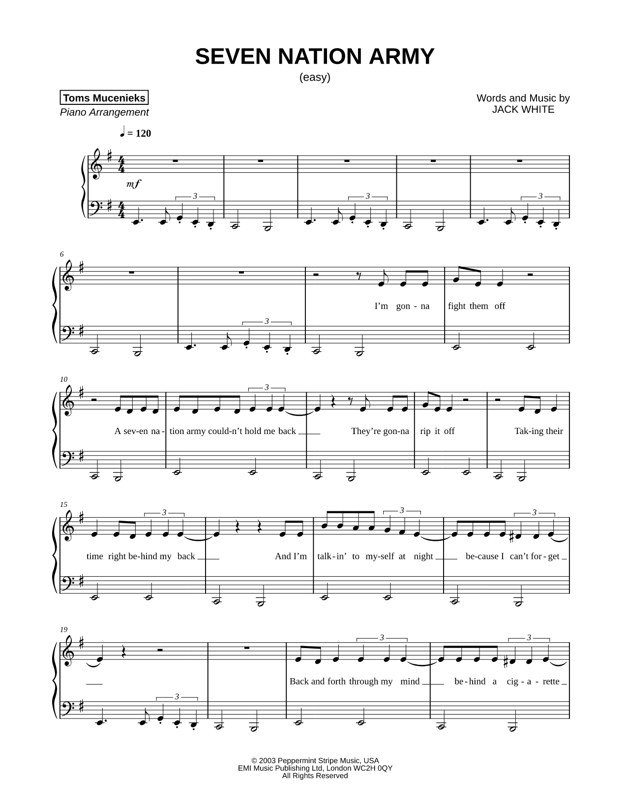 Seven Nation Army [Easy]