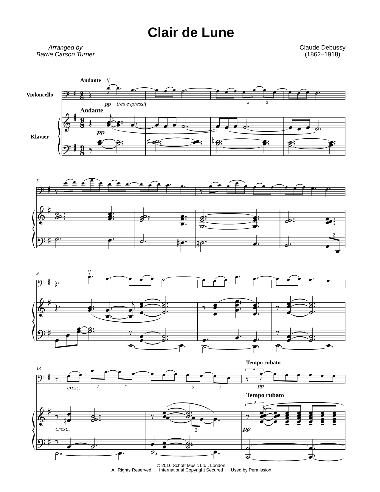 Clair de lune - Cello & Piano