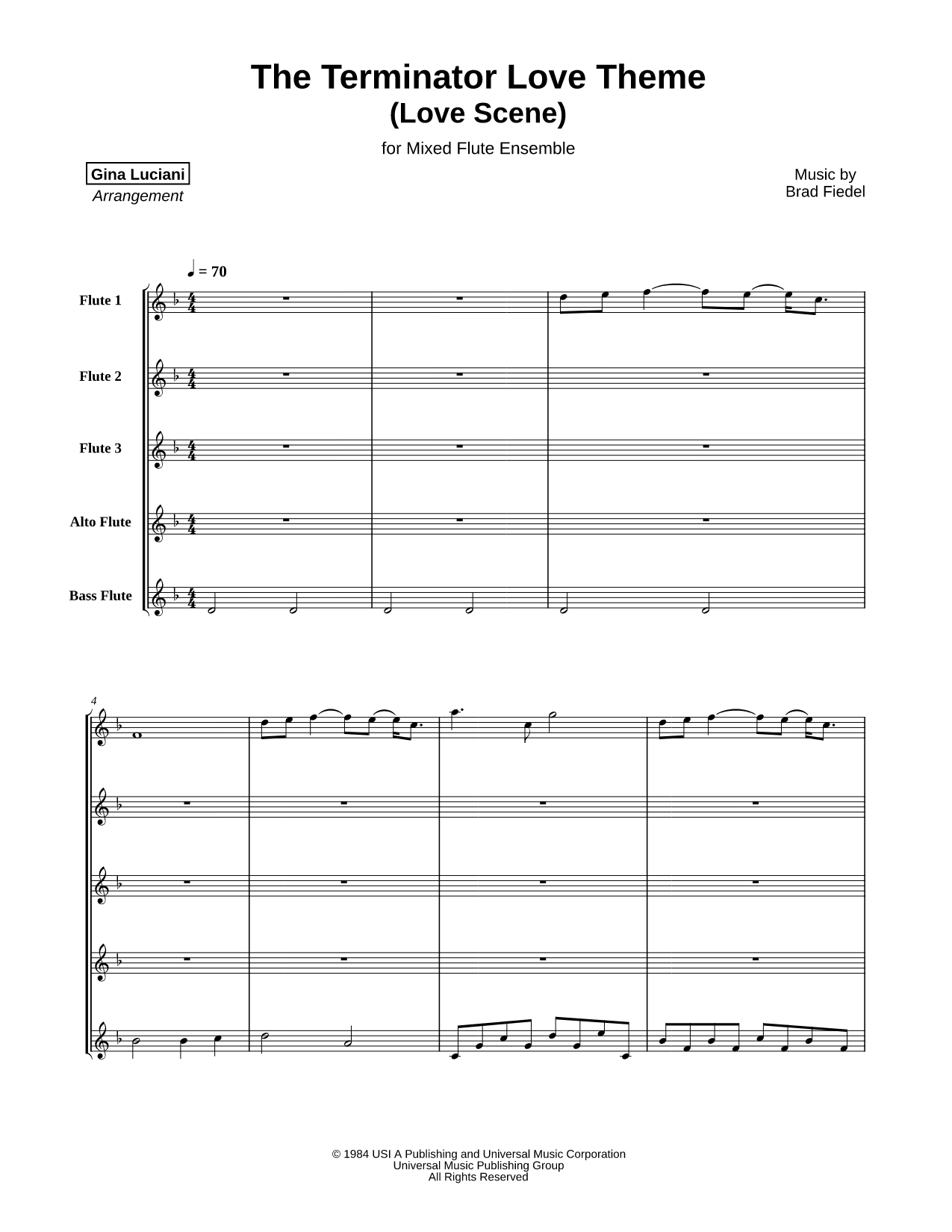 The Terminator Love Theme - Mixed Flute Ensemble