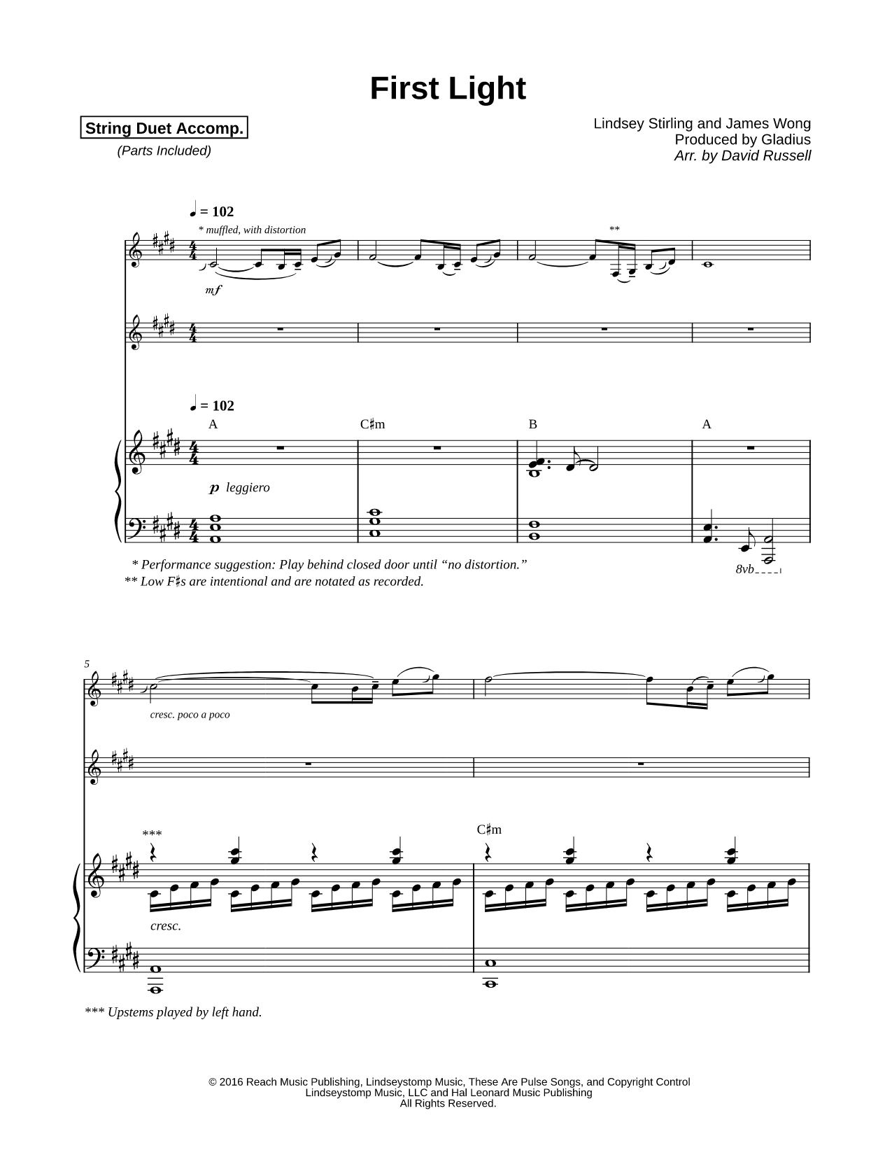 First Light - Violin, Viola or Cello Duet & Piano
