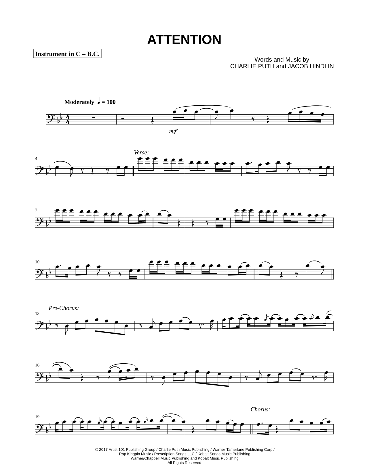 Attention - Bass Clef Instrument