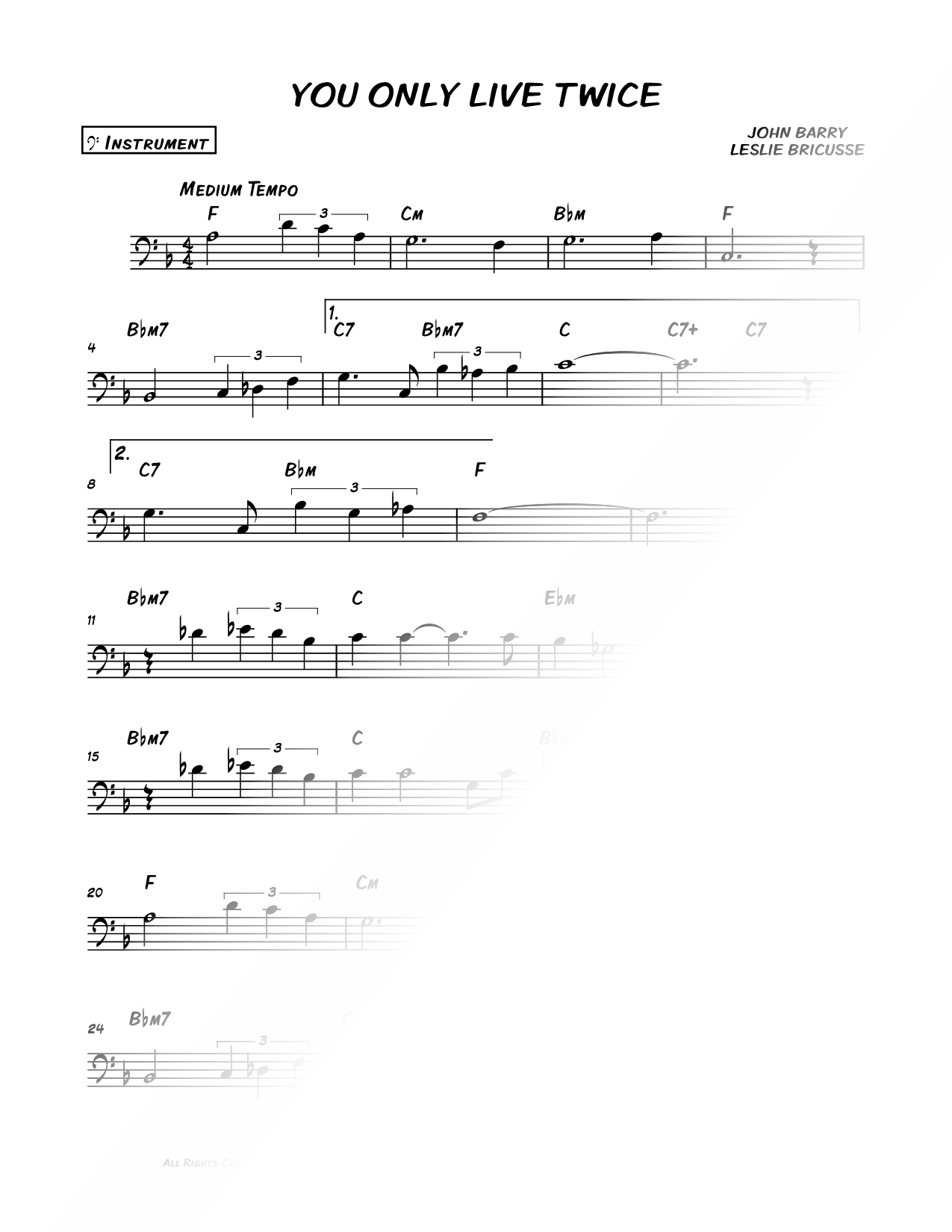 You Only Live Twice - Bass Clef Instrument