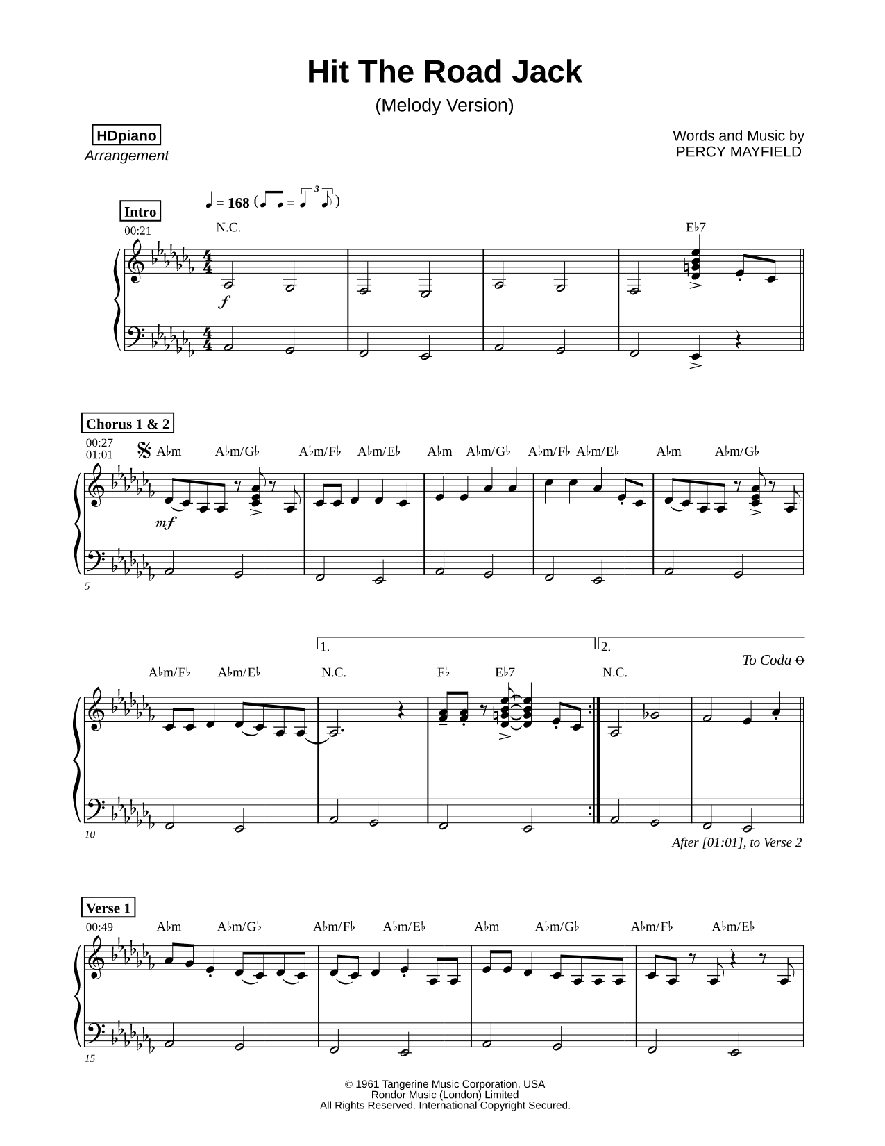Hit the Road, Jack [Melody Version]