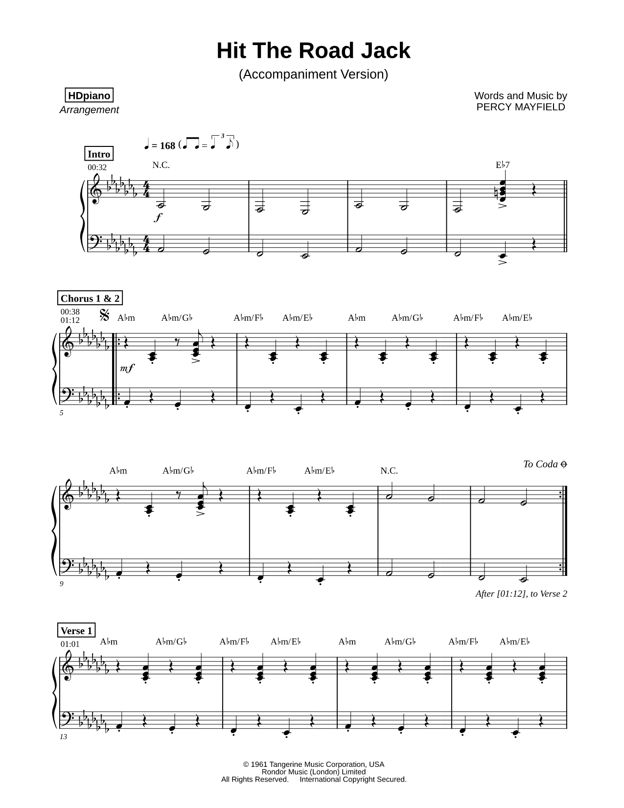 Hit the Road, Jack [accompaniment version]