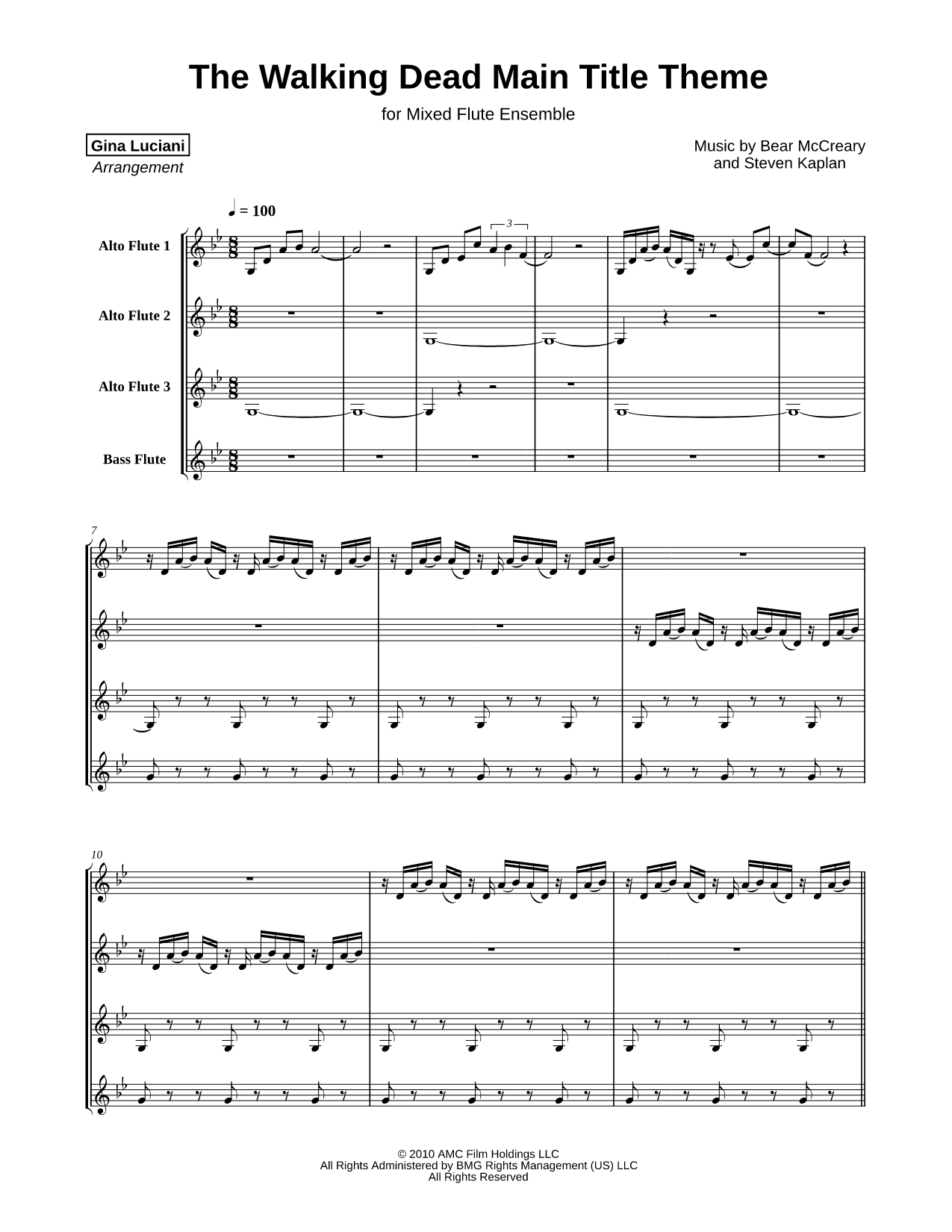 The Walking Dead (Main Title) - Mixed Flute Ensemble