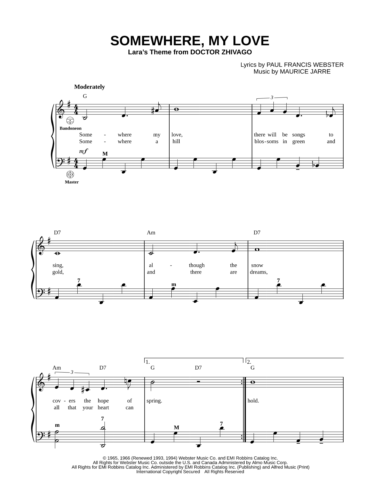 Somewhere, My Love (Lara's Theme from Doctor Zhivago)
