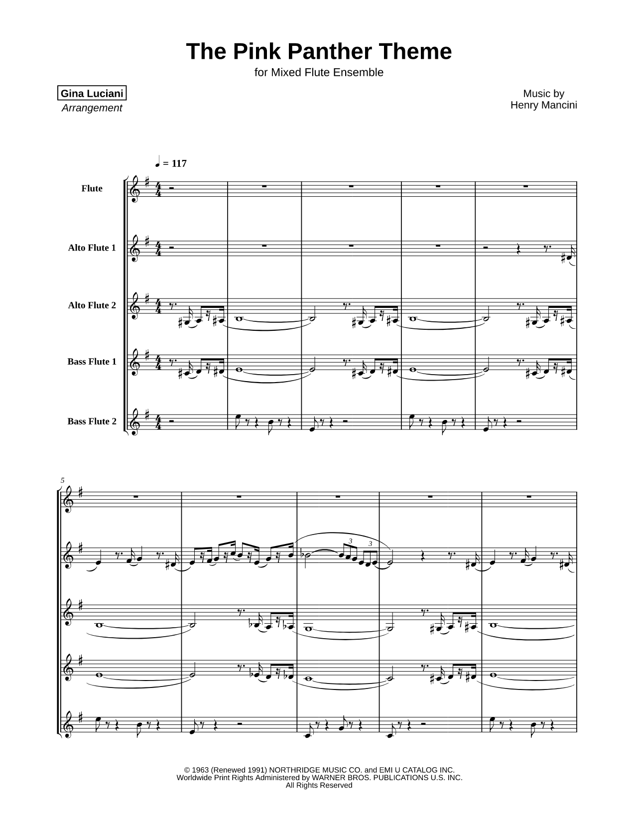 The Pink Panther Theme - Mixed Flute Ensemble