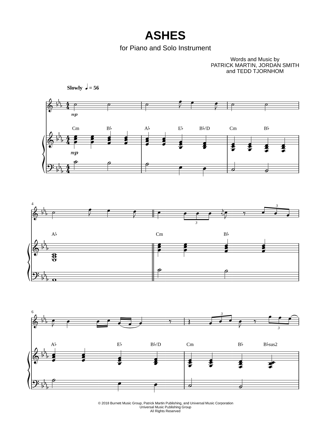 Ashes - Piano Accompaniment