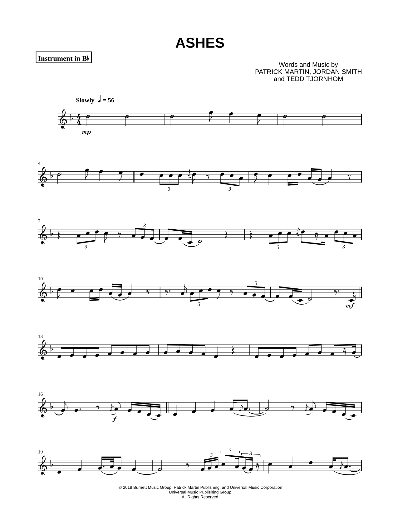 Ashes - Bb Instrument