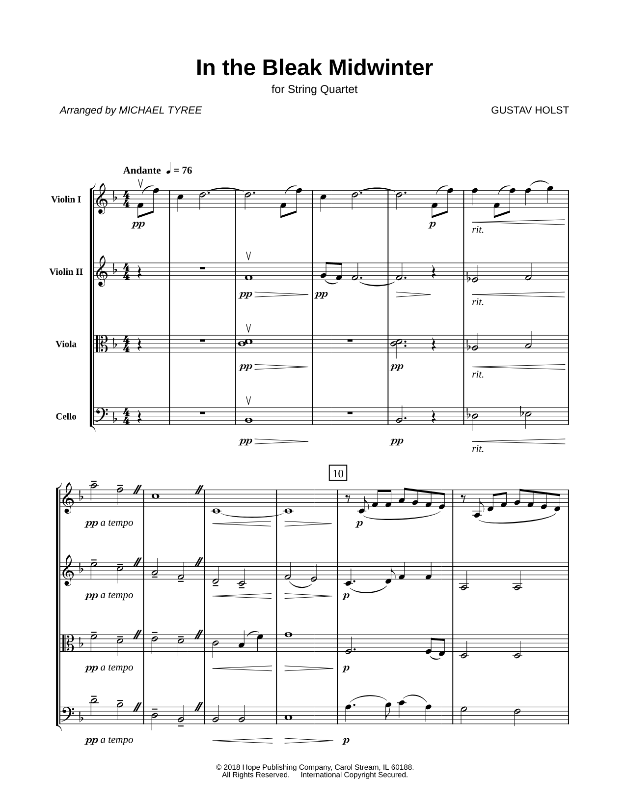 In the Bleak Midwinter - String Quartet