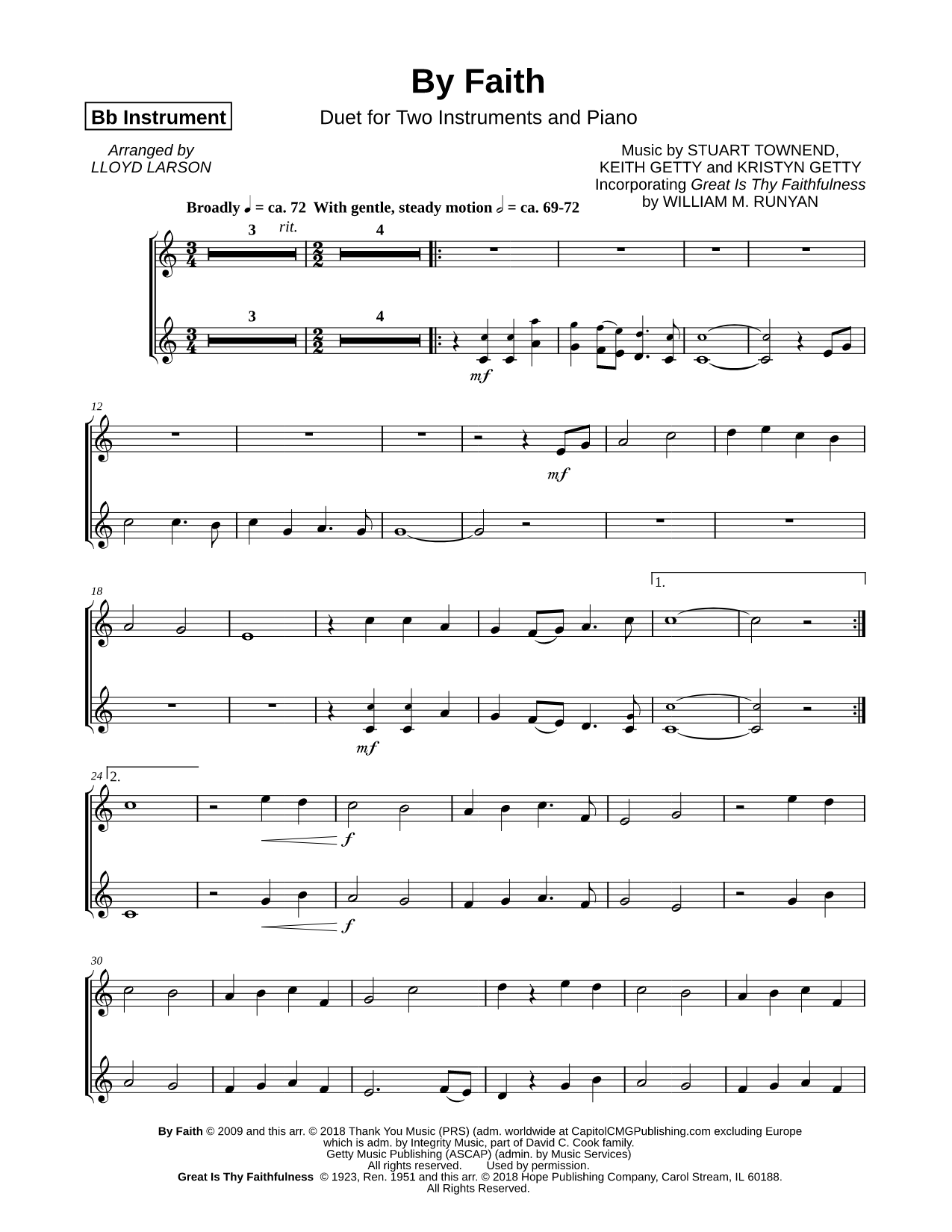 By Faith - Bb Instrument Duet