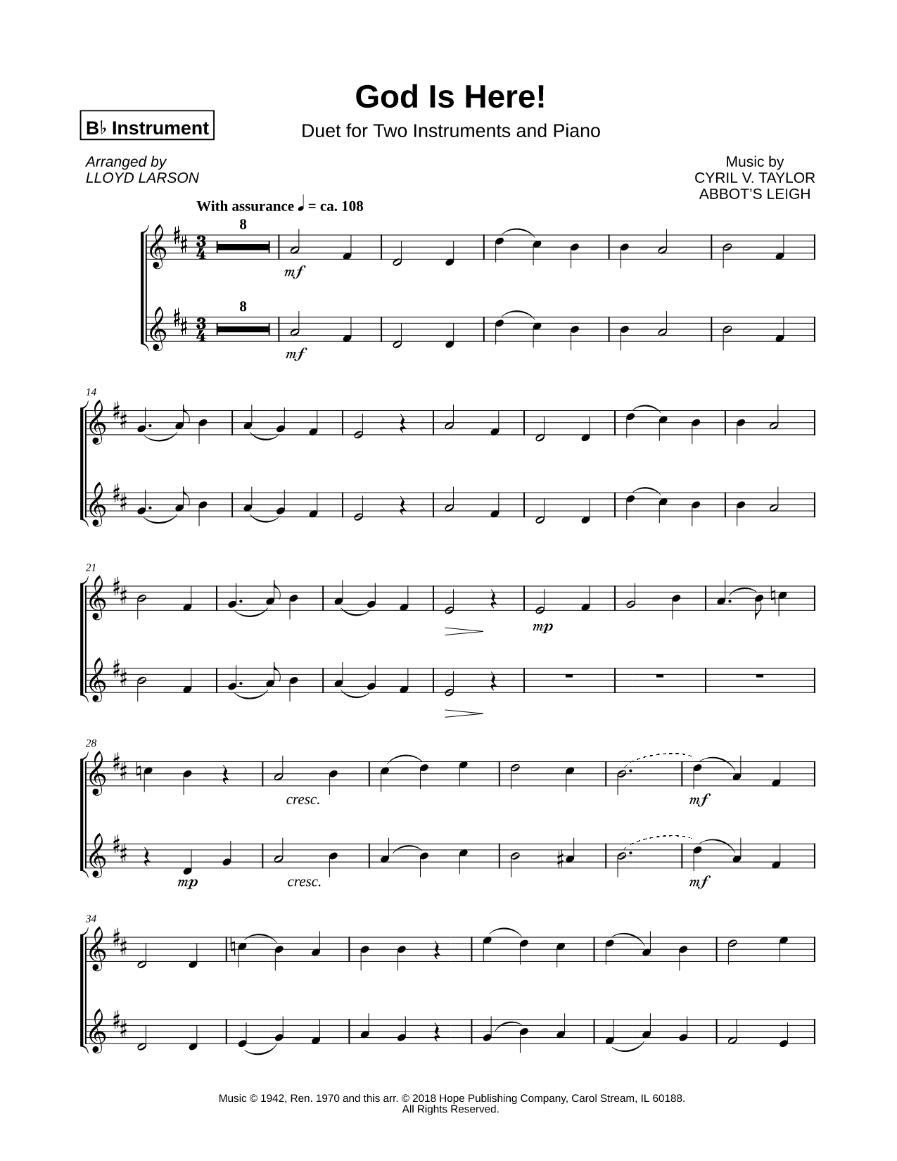 God Is Here! - Bb Instrument Duet