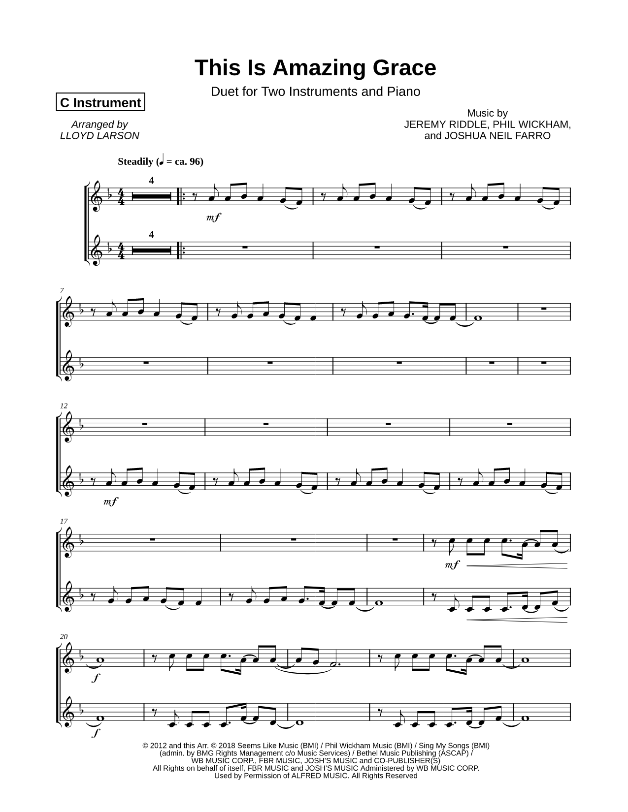 This Is Amazing Grace - C Instrument Duet
