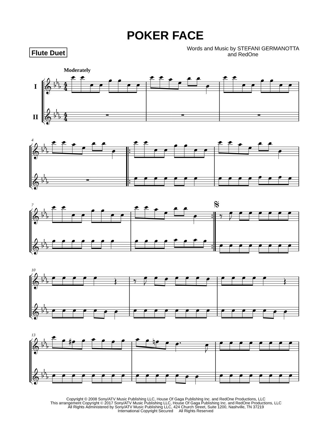 Poker Face - Flute Duet