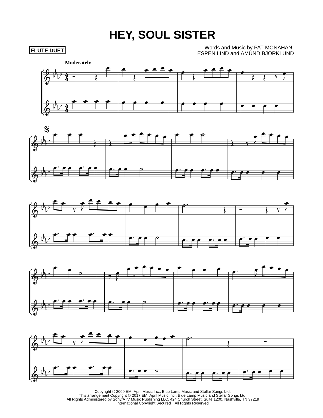 Hey, Soul Sister - Flute Duet