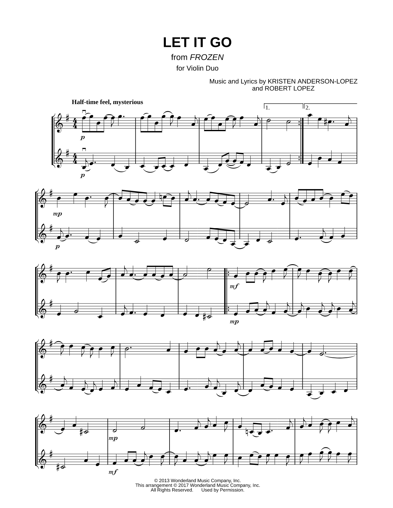 Let It Go - Violin Duet