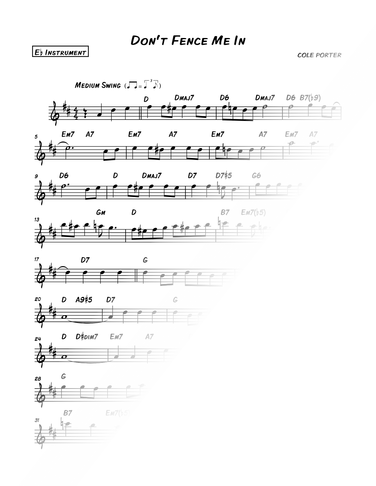 Don't Fence Me In - Eb Instrument