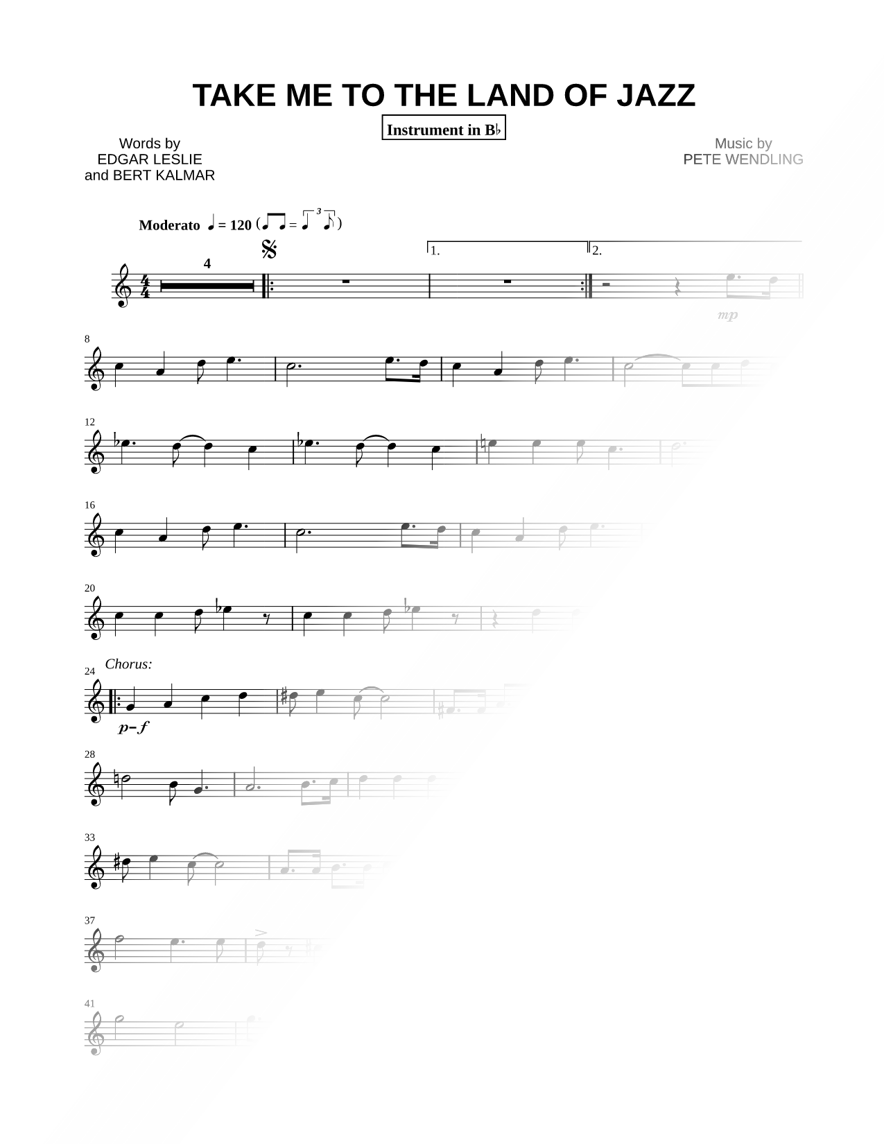 Take Me to the Land of Jazz - Bb Instrument