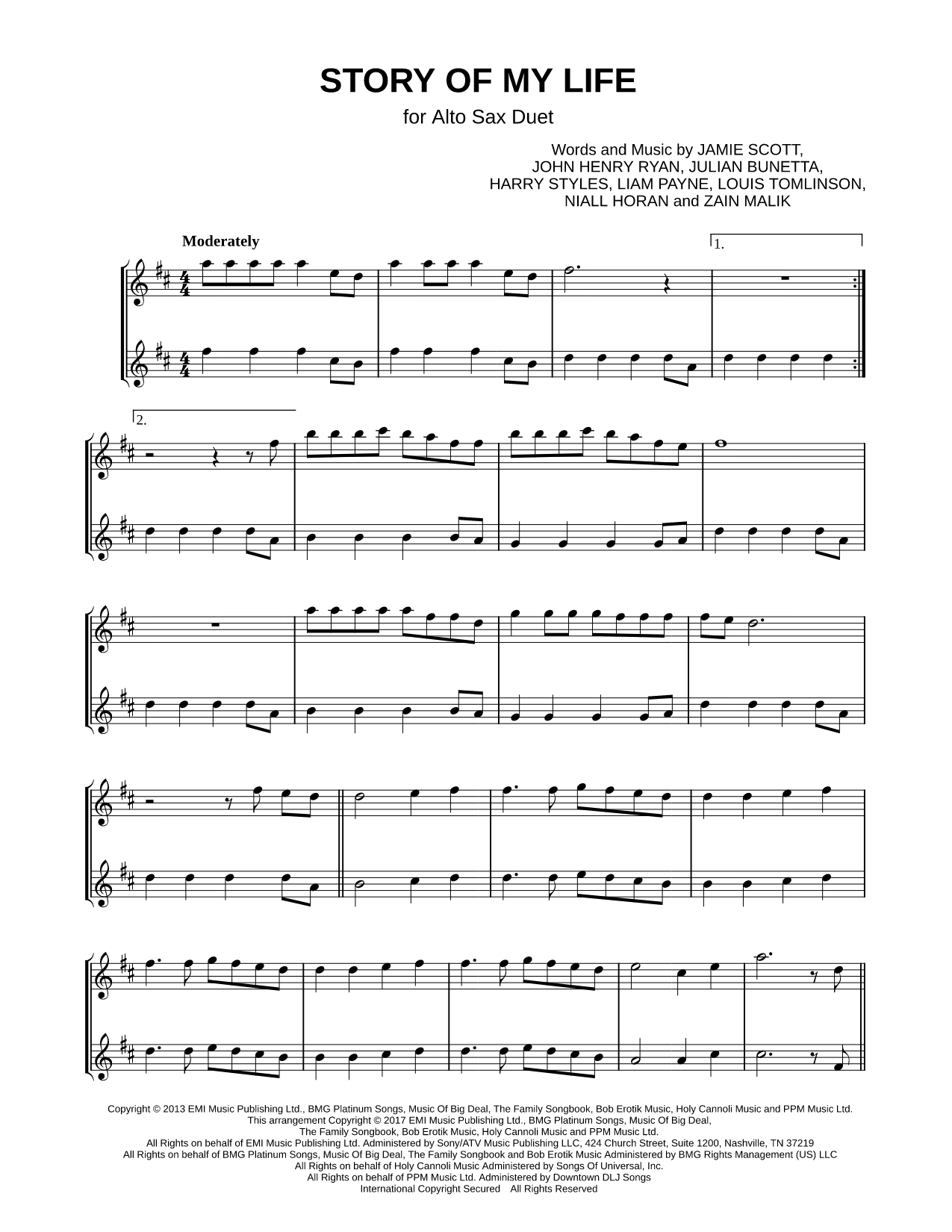 Story of My Life - Alto Saxophone Duet
