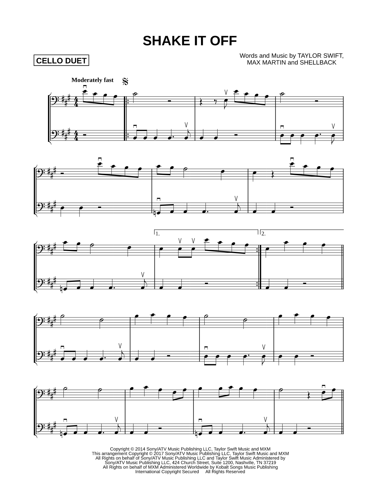 Shake It Off - Cello Duet