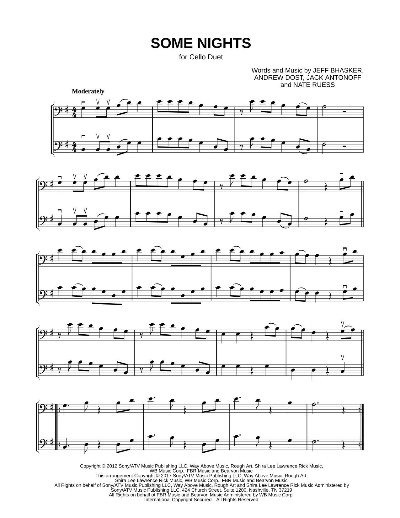 Some Nights - Cello Duet