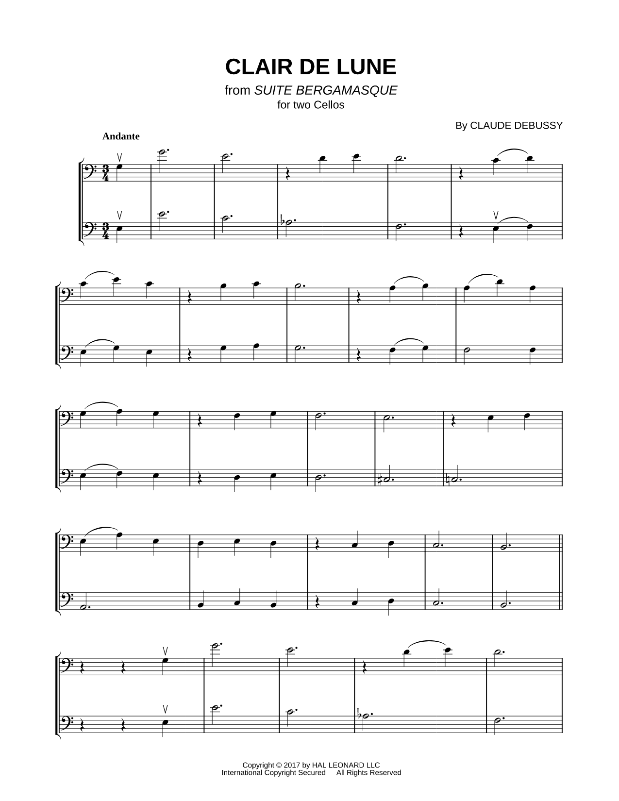 Clair de lune - Cello Duet