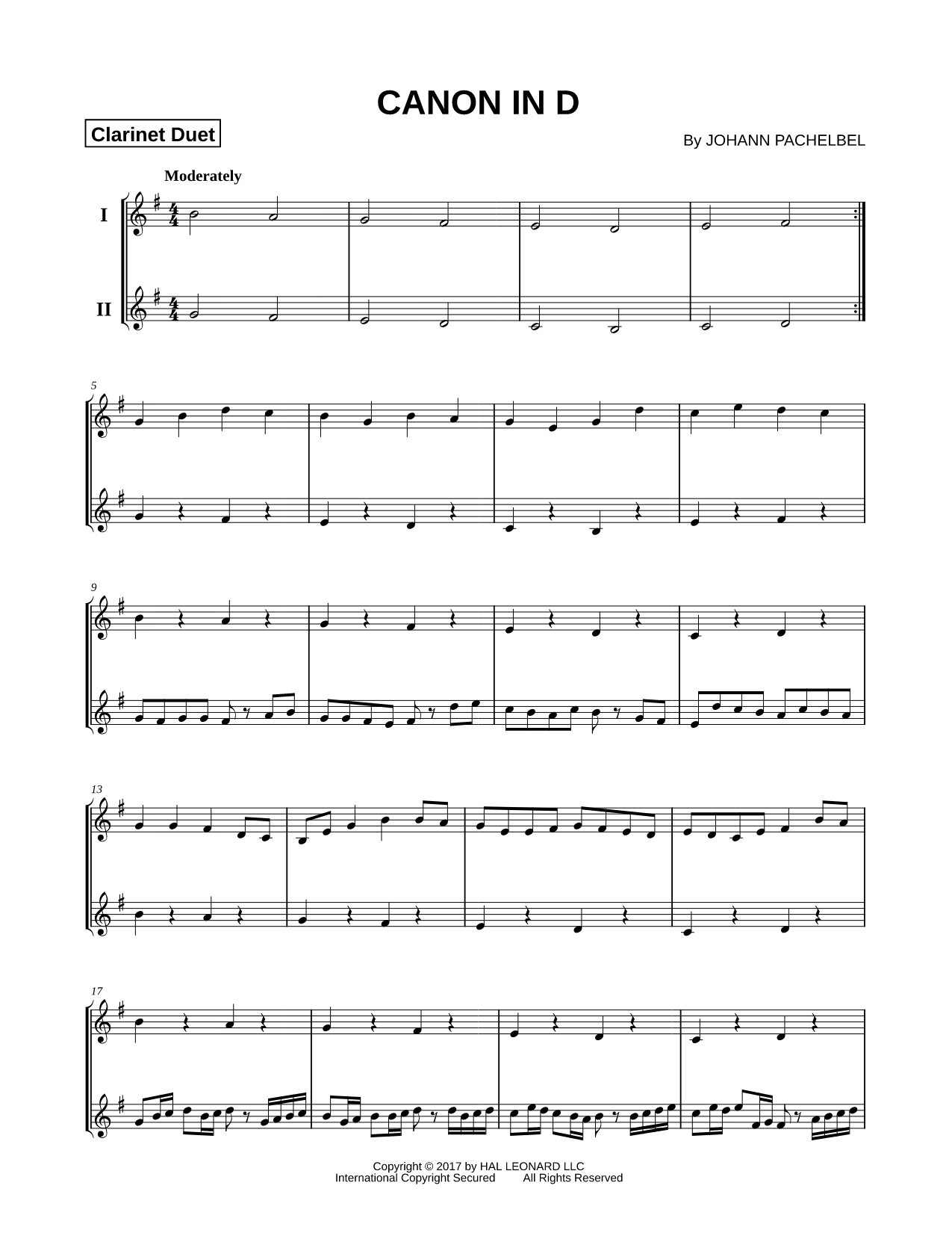 Canon in D - Clarinet Duet