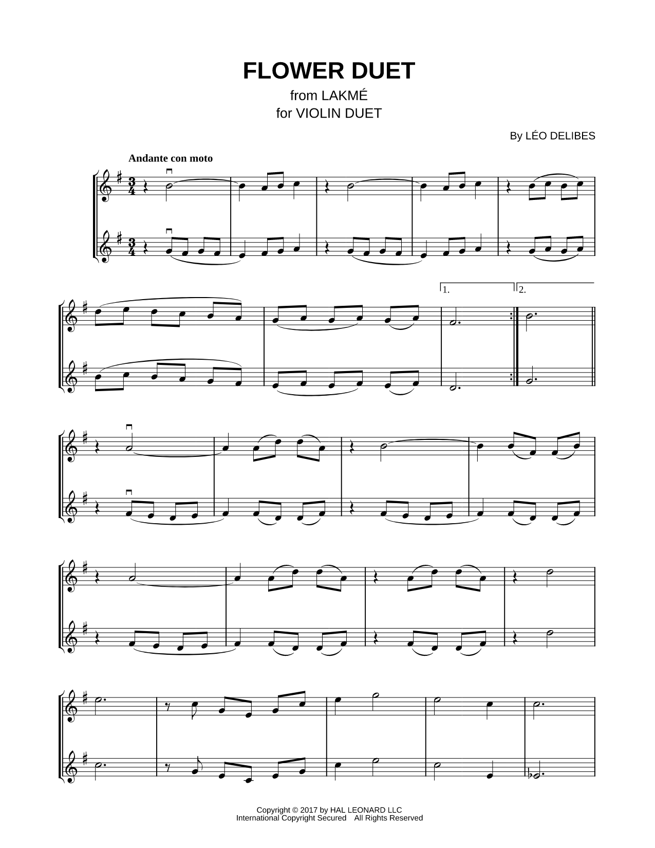 Flower Duet - Violin Duet