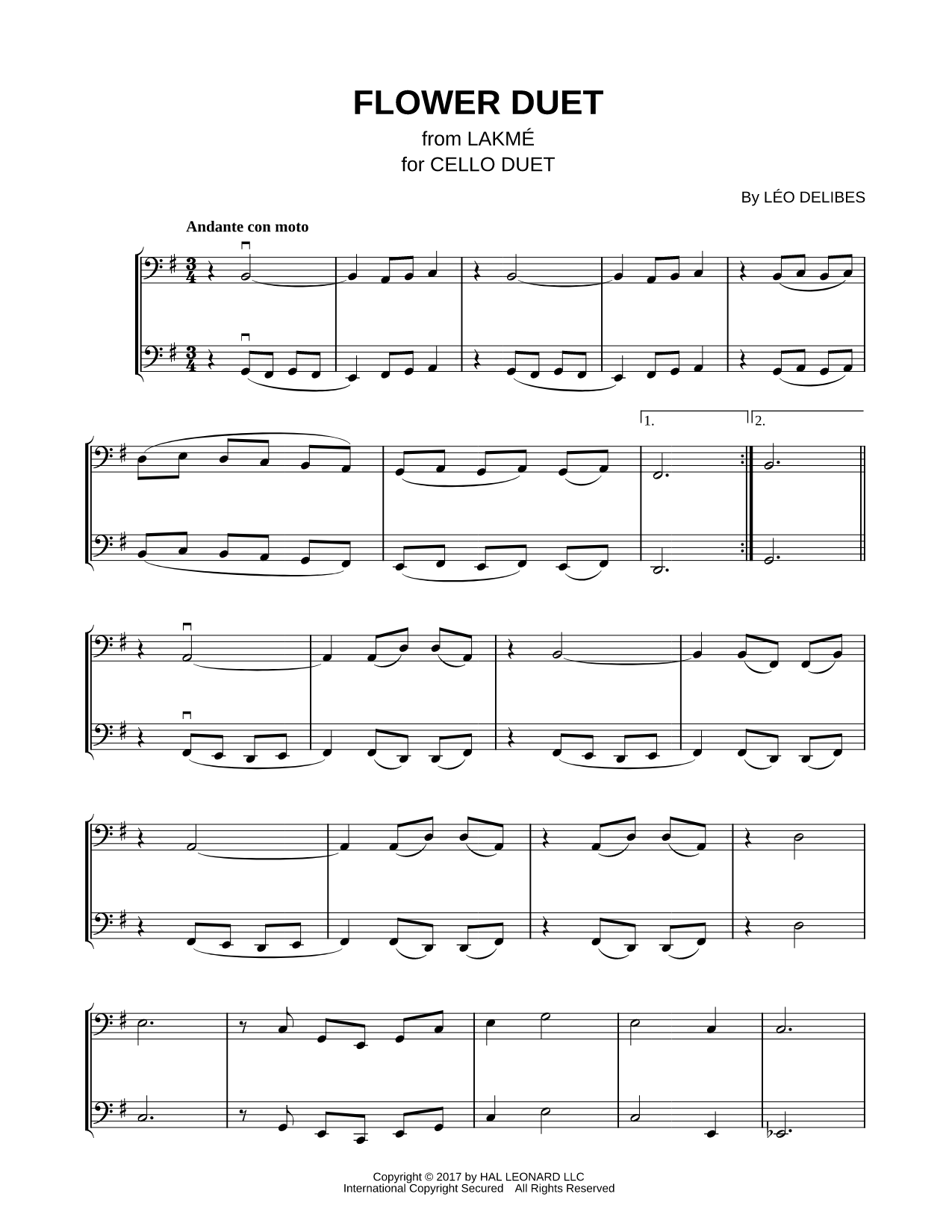 Flower Duet - Cello Duet