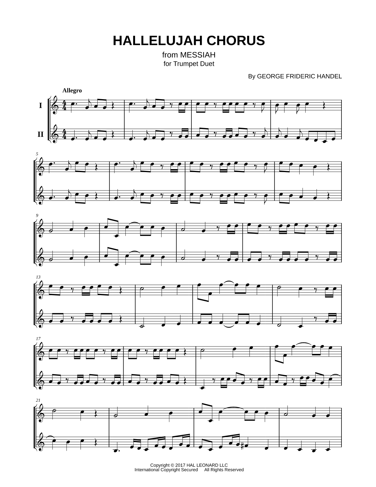 Hallelujah Chorus - Trumpet Duet