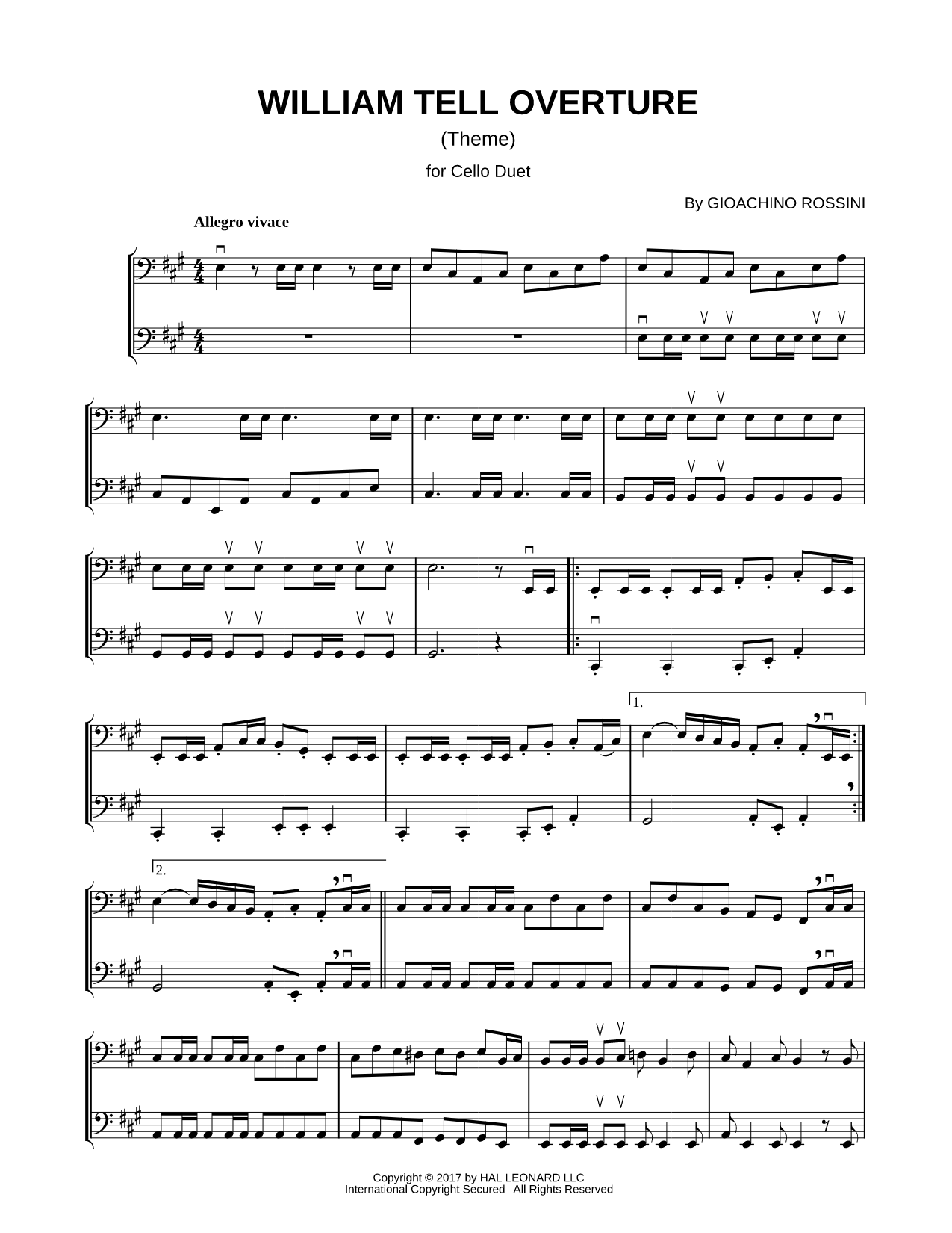 William Tell Overture [Main Theme] - Cello Duet
