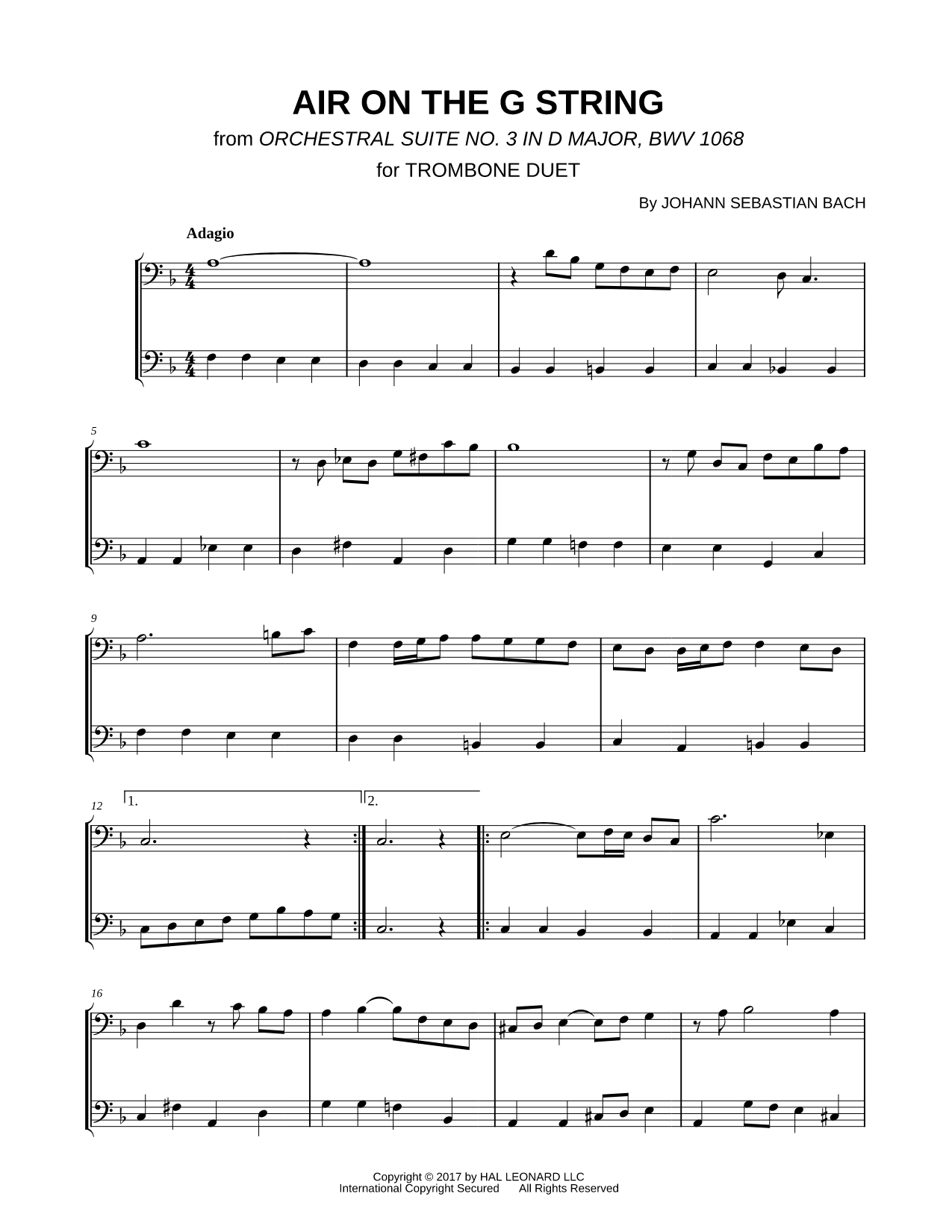 Air on the G String - Trombone Duet