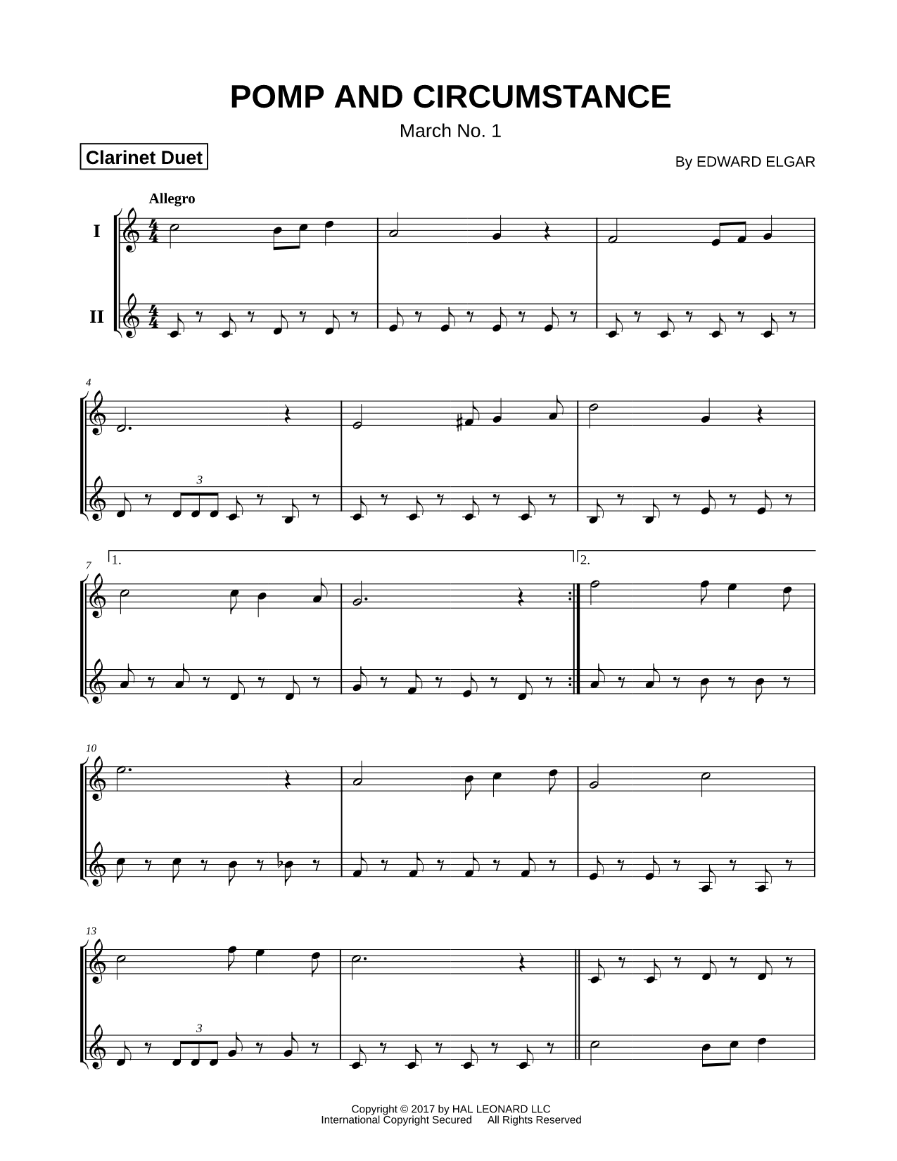Pomp and Circumstance - Clarinet Duet