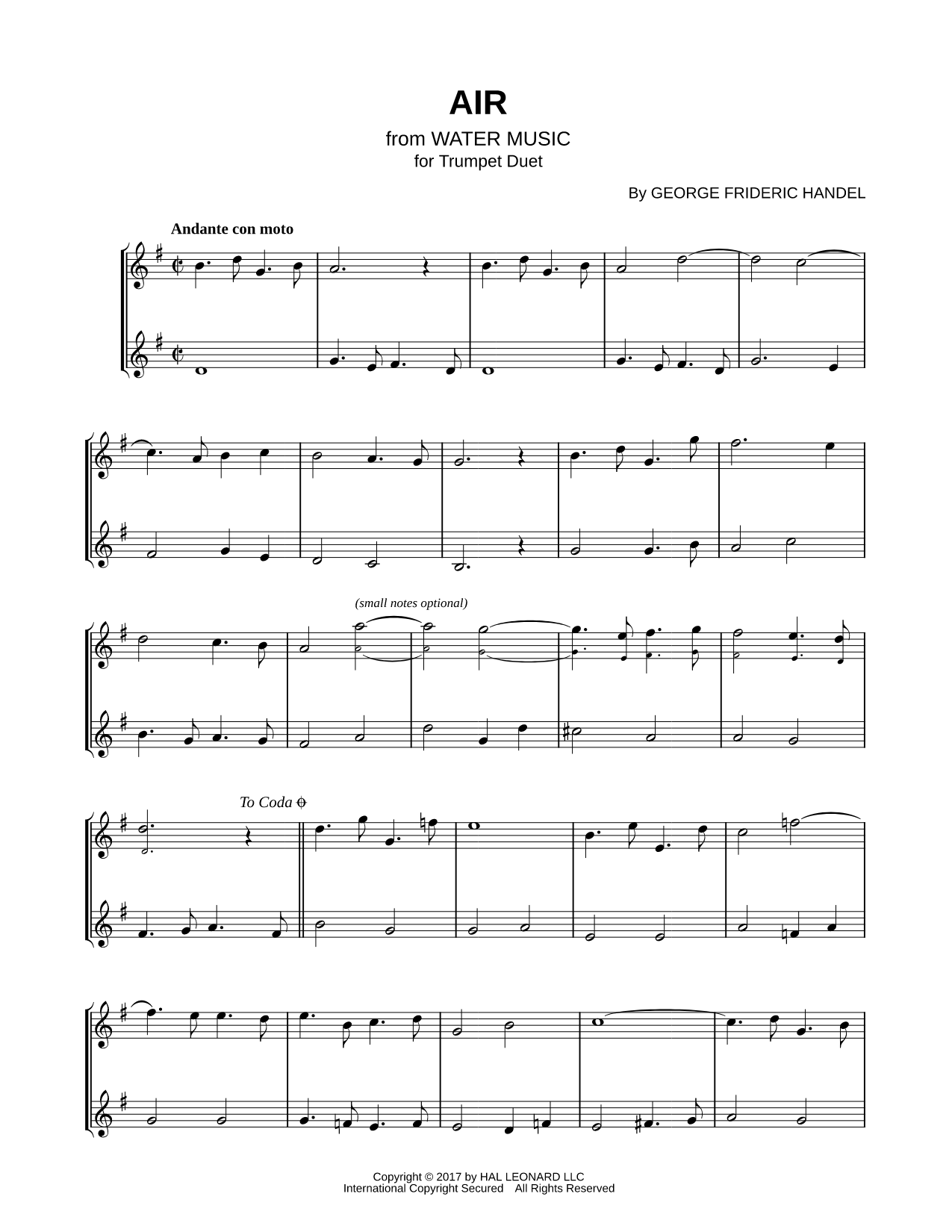 Air from Water Music - Trumpet Duet