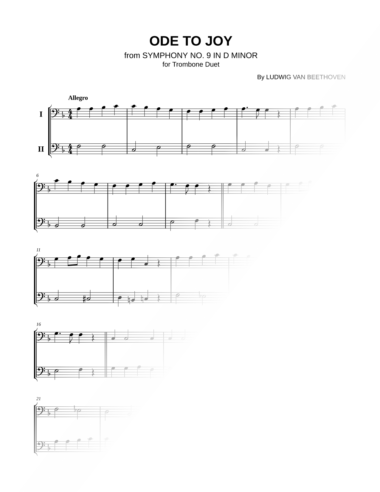 Ode to Joy - Trombone Duet