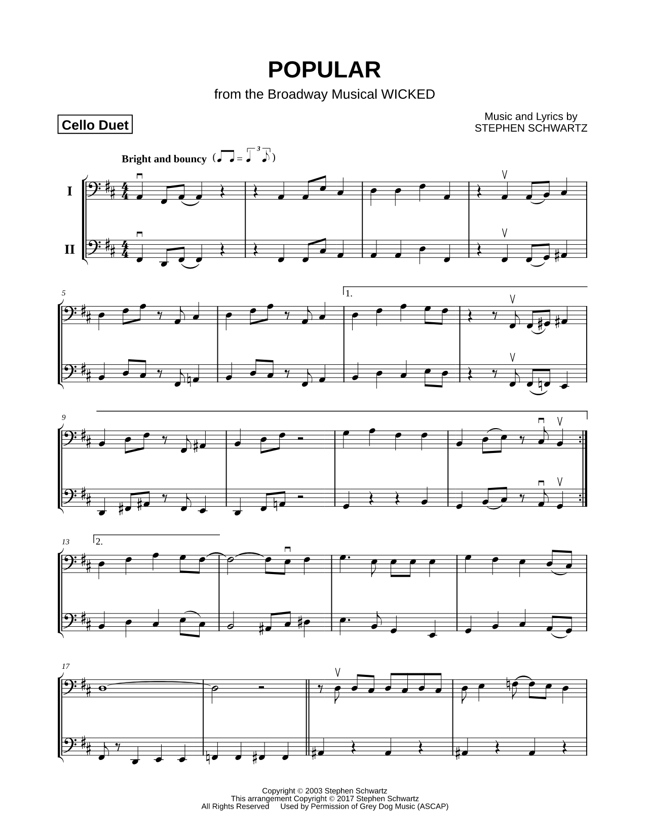 Popular - Cello Duet