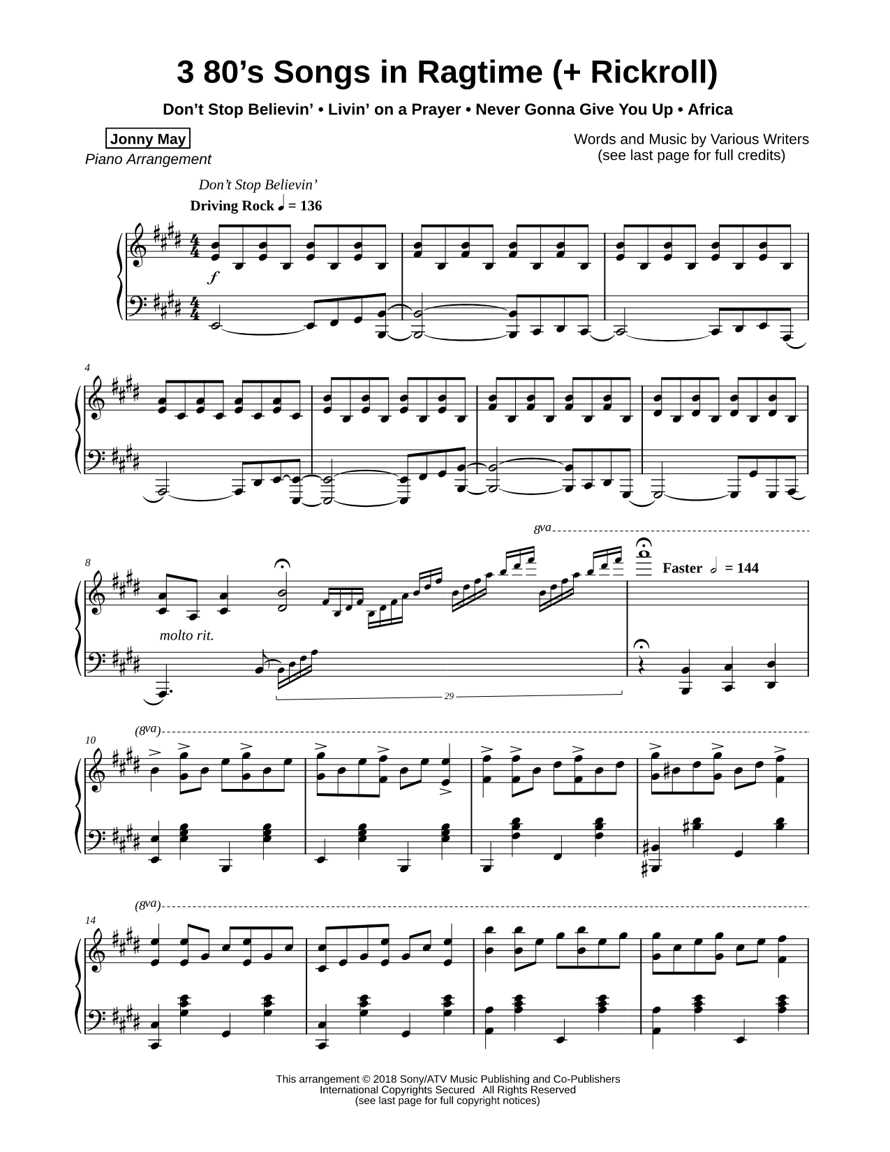 3 80's Songs in Ragtime (+ Rickroll)