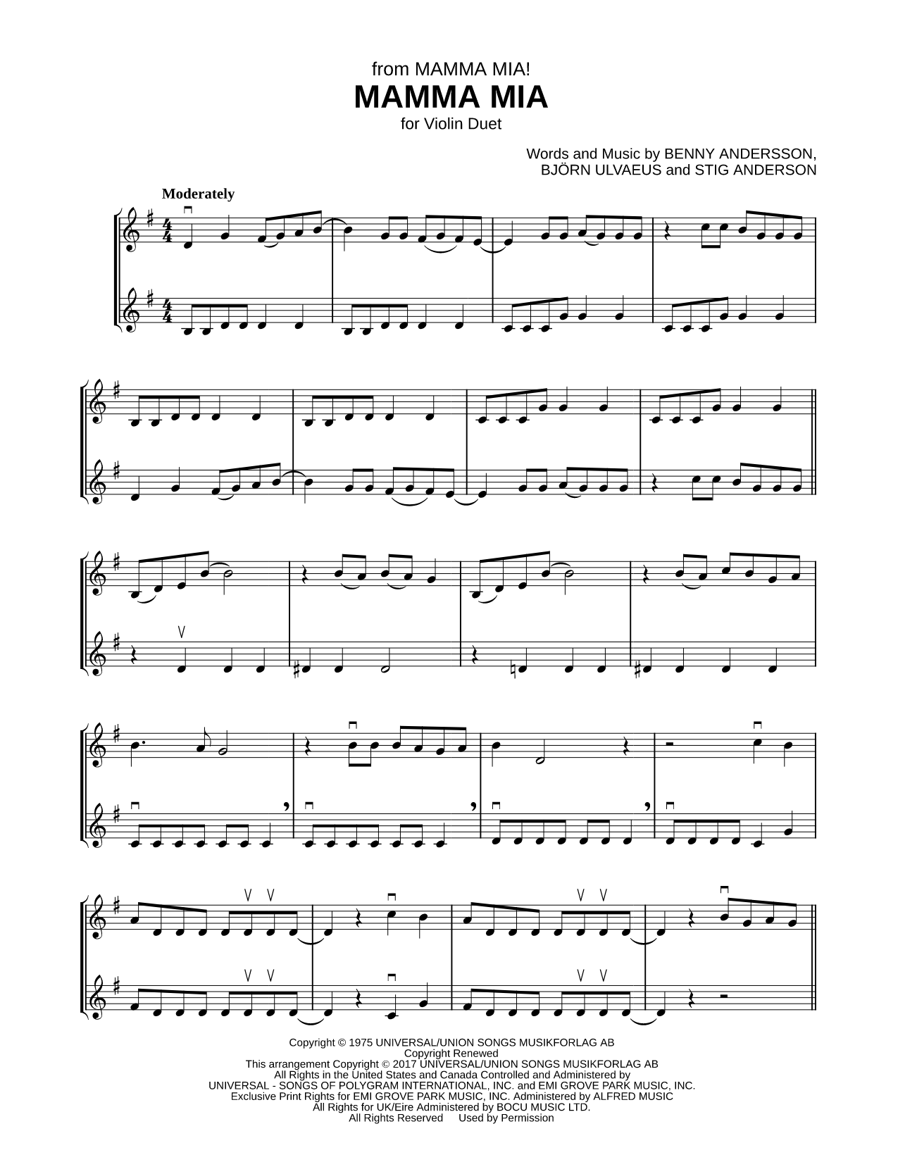Mamma Mia - Violin Duet