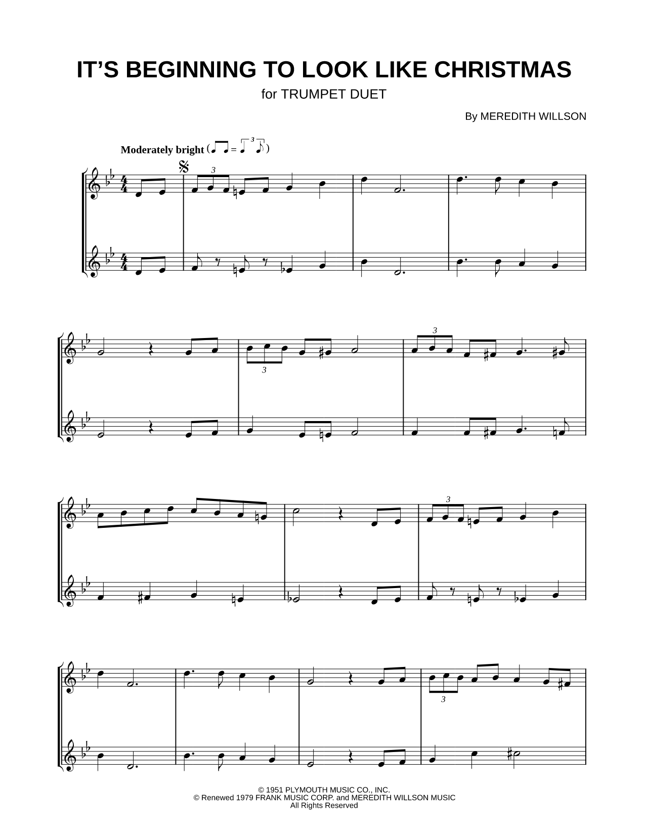 It's Beginning to Look a Lot Like Christmas - Trumpet Duet