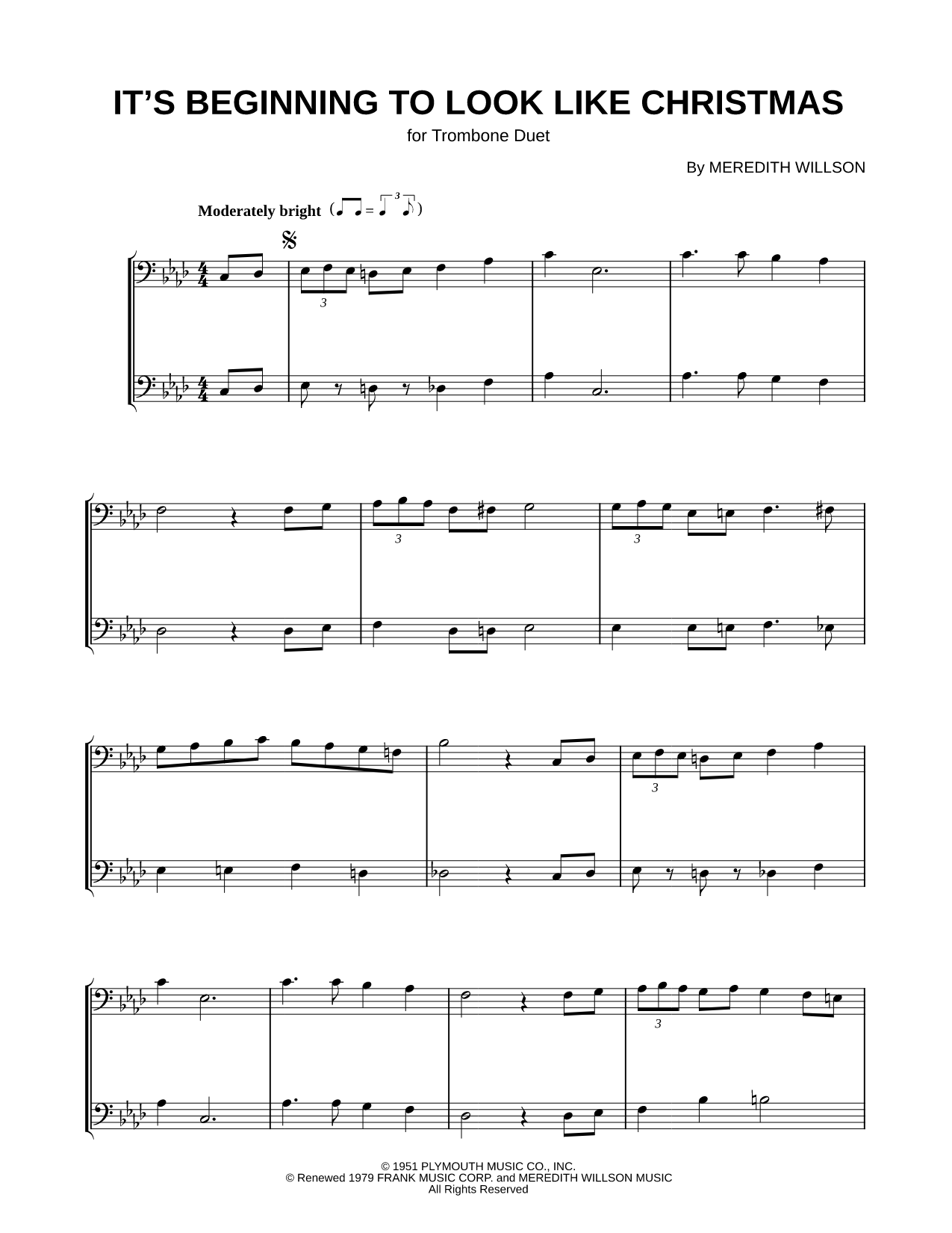 It's Beginning to Look a Lot Like Christmas - Trombone Duet