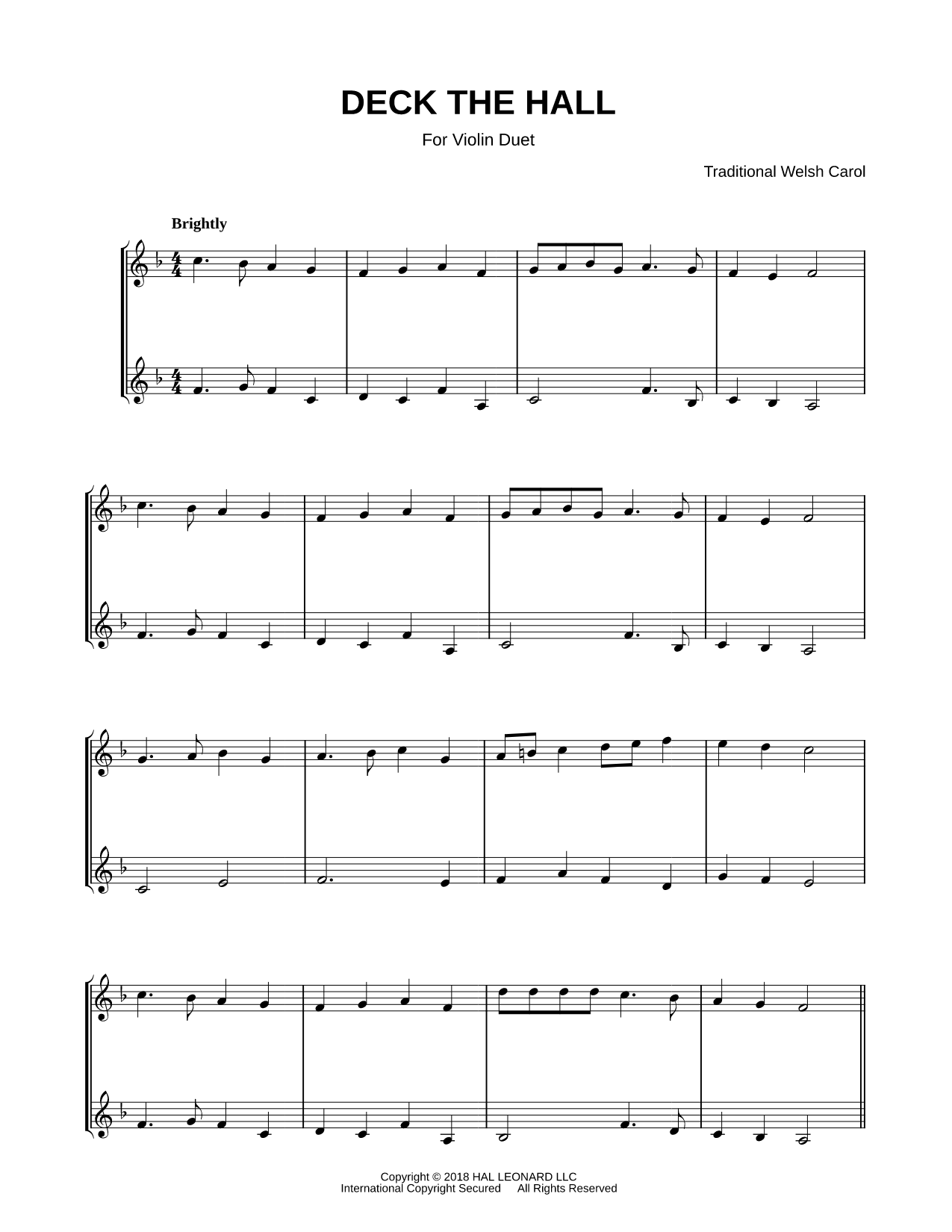 Deck the Halls - Violin Duet