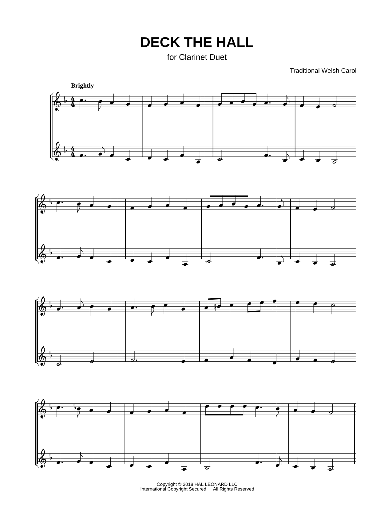 Deck the Halls - Clarinet Duet